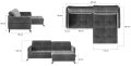 Ecksofa LORA Couch Schlaffunktion mit Bettkasten Ziernähte