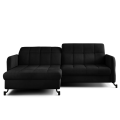 Ecksofa LORA Couch Schlaffunktion mit Bettkasten Ziernähte Flaschengrün Schwarz Links