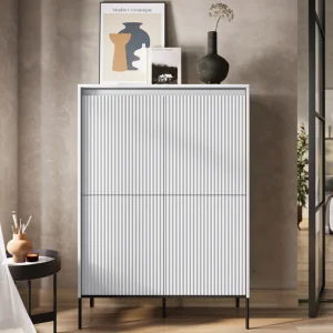 Kommode TREND viertürig TR-03 mit LED Beleuchtung Grau