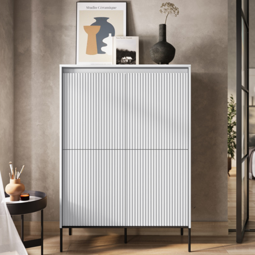 Hohe Kommode TREND TR-03 in Grau Farbe in modernem Wohnzimmer – stilvoll und funktional