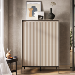 Kommode TREND viertürig TR-03 mit LED Beleuchtung Sandbeige