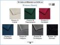 Bett MILY mit Bettkasten Polsterbett Kopfteil mit Nähten Metallfüße Farbe