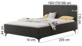 Bett MILY mit Bettkasten Polsterbett Kopfteil mit Nähten Metallfüße Maße