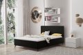 Bett MILY mit Bettkasten Polsterbett Kopfteil mit Nähten Metallfüße, Schwarz