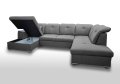 Ecksofa DAVIO U mit Schlaffunktion und Bettkasten und verstellbare Kopfstützen