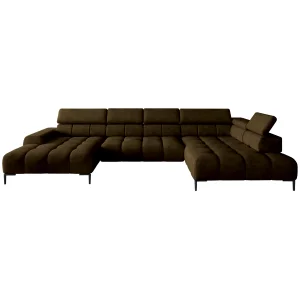 Ecksofa PLAZA XL mit Relaxfunktion und Sitztiefenverstellung Elektrisch Sofa, Braun (Salvador 4)