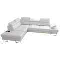 Ecksofa GALAXY Ledersofa 225x280 cm Schlaffunktion Bettkasten, Weiß (L-1)