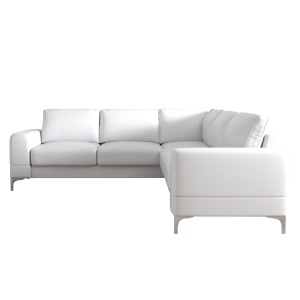 Ecksofa Leder ARIA MAX Ledersofa L-Form 250×250 Schlaffunktion und Bettkasten, Weiß (L-1)