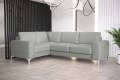 Ecksofa Leder ARIA II Ledersofa L-Form 250×185 Schlaffunktion und Bettkasten, Hellgrau U-24