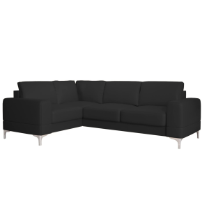Ecksofa Leder ARIA II Ledersofa L-Form 250×185 Schlaffunktion und Bettkasten, Schwarz (K-70)