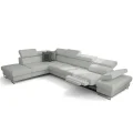Ecksofa GALAXY RELAX Ledersofa 225×350 cm Schlaffunktion Bettkasten Relaxfunktion, Hellgrau U-24