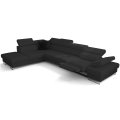 Ecksofa Echtes Leder GALAXY MAX II U-Form 215x350 Schlaffunktion, Schwarz K-70