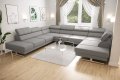 Ecksofa EMPORIO MAX I Ledersofa 300X350X220 cm verstellbare Kopfstützen, Grau (U-24)
