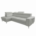 _Ledersofa ORION L-Form 255x170 mit Schlaffunktion – Echtleder Eckcouch modern &amp; bequem, Hellgrau (U-24)