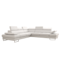 Ecksofa Echtleder GALAXY MAX 280x280 cm – Ledersofa L-Form mit Schlaffunktion & Bettkasten, Weiß (D-1)