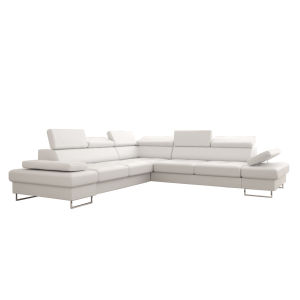 Ecksofa Echtleder GALAXY MAX 280x280 cm – Ledersofa L-Form mit Schlaffunktion & Bettkasten, Weiß 