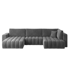 Ecksofa BONITO mit Schlaffunktion & Bettkasten – Komfortabler Sitzkomfort im eleganten Design - Dunkelgrau (Sola 06)
