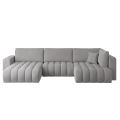 Ecksofa BONITO mit Schlaffunktion &amp; Bettkasten – Komfortabler Sitzkomfort im eleganten Design - Hellgrau (Nube 03)