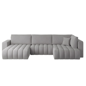 Ecksofa BONITO mit Schlaffunktion & Bettkasten – Komfortabler Sitzkomfort im eleganten Design - Hellgrau (Nube 03) 