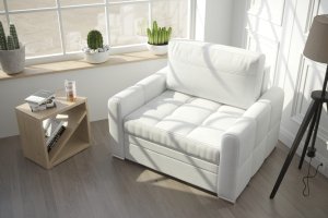 Leder Sessel VERONA Polstersessel mit Schlaffunktion - Weiß