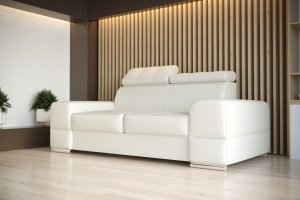 Elegantes Ledersofa Royal II – 225 cm, Verstellbare Kopfstützen & Echtes Leder - Weiß