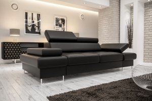 Ledersofa GALAXY II Leder Couch verstellbare Kopfstützen 235 cm - Schwarz