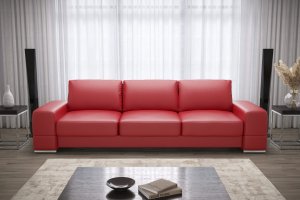 Ledersofa ZARA DL – 270 cm mit Schlaffunktion & DL-Ausklappsystem - Rot