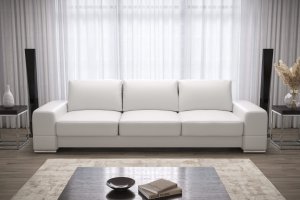 Ledersofa ZARA DL – 270 cm mit Schlaffunktion & DL-Ausklappsystem - Weiß