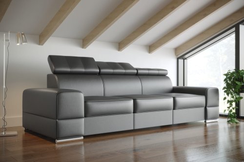 Ledersofa ROYAL III Leder Couch verstellbare Kopfstützen 295 cm - Grau