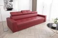 Ledersofa MARGO III Leder Couch verstellbare Kopfstützen 273 cm - Rot