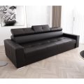 Ledersofa MARGO III Leder Couch verstellbare Kopfstützen 273 cm - Schwarz