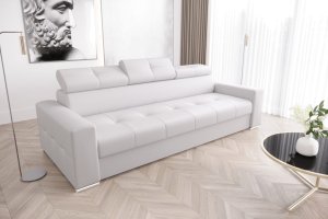 Ledersofa MARGO III Leder Couch verstellbare Kopfstützen 273 cm - Weiß