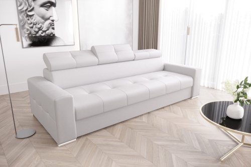 Ledersofa MARGO III Leder Couch verstellbare Kopfstützen 273 cm - Weiß