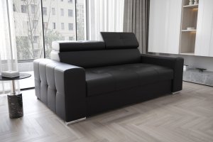 Ledersofa MARGO II Leder Couch verstellbare Kopfstützen 195 cm - Schwarz