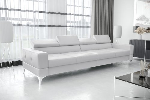 Ledersofa TOSCANIA IV Leder Couch verstellbare Kopfstützen 315 cm - Weiß