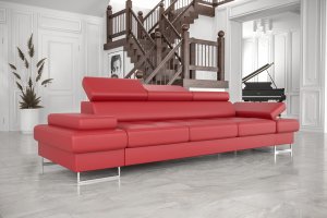 Ledersofa GALAXY III Leder Couch verstellbare Kopfstützen 300 cm - Rot