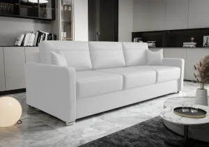 Ledersofa AVANTI DL Leder Couch mit Schlaffunktion 230 cm - Weiß