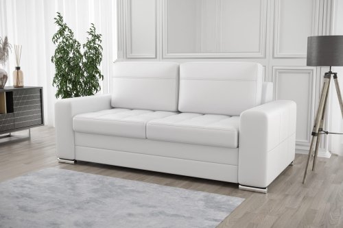Ledersofa VERONA IV Leder Couch mit Schlaffunktion 205 cm - Weiß