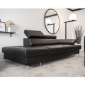 Ledersofa GALAXY II CHAISELONGUE Leder Couch verstellbare Kopfstützen 235 cm - Schwarz