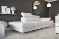 Ledersofa GALAXY II CHAISELONGUE Leder Couch verstellbare Kopfstützen 235 cm - Weiß