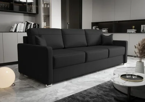 Ledersofa AVANTI DL Leder Couch mit Schlaffunktion 230 cm - Schwarz