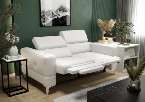 Ledersofa TOSCANIA II RELAX Leder Couch Relaxfunktion verstellbare Kopfstützen 185 cm - Weiß