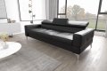 Ledersofa TOSCANIA III Leder Couch verstellbare Kopfstützen 250 cm - Schwarz