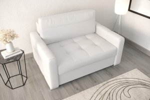 Ledersofa VERONA I Leder Couch mit Schlaffunktion 140 cm - Weiß