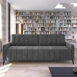 Sofa MOLLY mit Schlaffunktion & Bettkasten – Komfortable Schlafcouch 226 cm breit – Modernes Sofa fürs Wohnzimmer - Grau