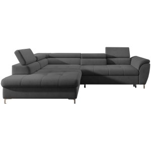 Ecksofa TEMPO – Relaxfunktion, verstellbare Sitztiefe & Schlafsofa mit Bettkasten - Dunkelgrau