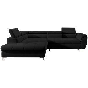 Ecksofa TEMPO – Relaxfunktion, verstellbare Sitztiefe & Schlafsofa mit Bettkasten - Schwarz