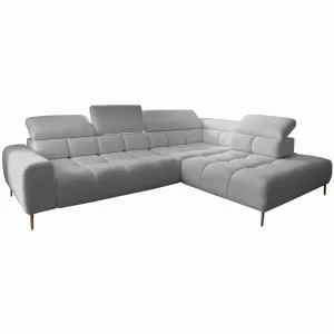 Ecksofa PLAZA L mit elektrischer Sitztiefenverstellung, verstellbaren Kopfstützen & Rückenlehnen – Bouclé Anthology 17 - Grau