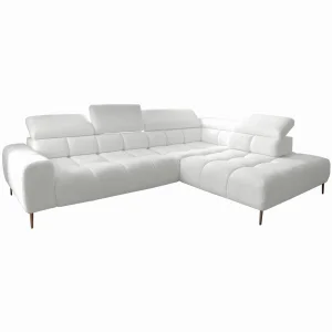 Ecksofa PLAZA L mit elektrischer Sitztiefenverstellung, verstellbaren Kopfstützen & Rückenlehnen – Bouclé, Quelle - Weiß