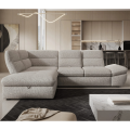 Ecksofa GALIANO L mit Schlaffunktion, Bettkasten & verstellbarer Rückenlehne – Komfort & Design vereint - Weiß-Schwarz (Puente 06)